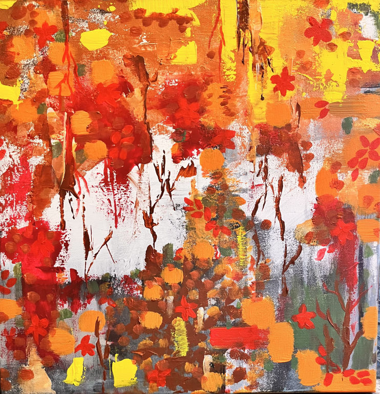 Promenade d'octobre, œuvre originale contemporaine d'Artemya, réalisée en Suisse.