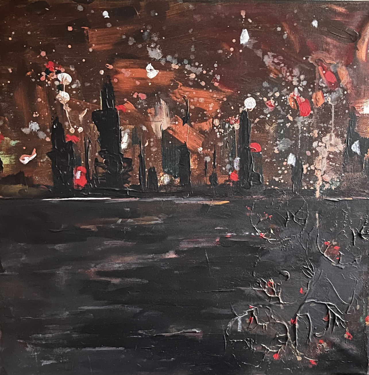 Nocturne en fête, œuvre originale contemporaine d'Artemya, réalisée en Suisse.