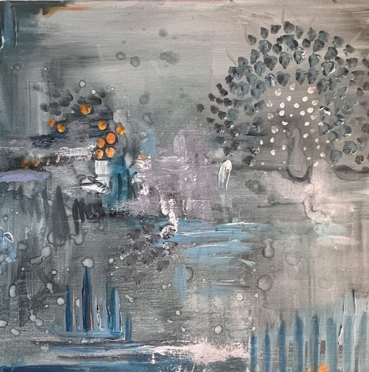 Brume du matin, œuvre originale contemporaine d'Artemya, réalisée en Suisse.