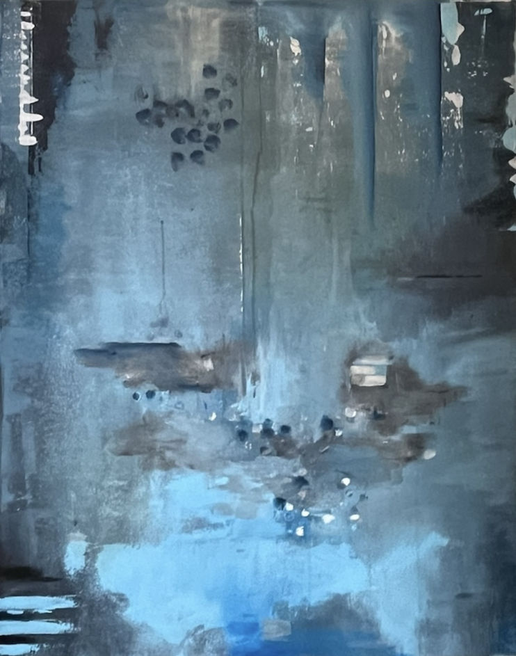 [Nom de Murmures teintés de bleu, œuvre originale contemporaine d'Artemya, réalisée en Suisse.